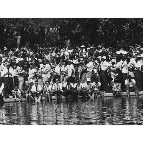 Civil Rights March on Washington-D.C. Marchers at the Reflecting Pool White Modern Wood Framed Art Print by U.S. Archives