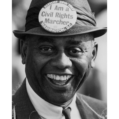A Demonstrator at the Civil Rights March on Washington Black Modern Wood Framed Art Print by U.S. Archives