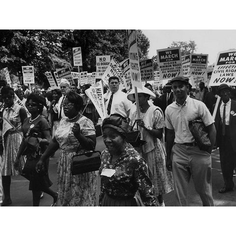 Photograph of the Civil Rights March on Washington Black Modern Wood Framed Art Print with Double Matting by U.S. Archives