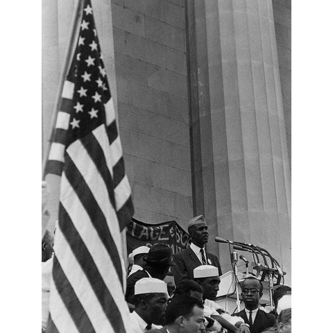 Civil Rights March on Washington-D.C. Roy Wilkins Speaking White Modern Wood Framed Art Print by U.S. Archives