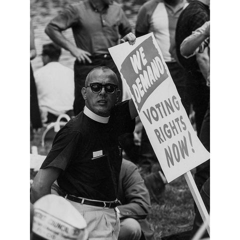 Civil Rights March on Washington-D.C. We Demand Voting Rights Now! Black Modern Wood Framed Art Print with Double Matting by U.S. Archives