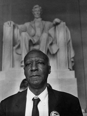 Civil Rights March on Washington-D.C. A. Philip Randolph-Organizer of the Demonstration White Modern Wood Framed Art Print with Double Matting by U.S. Archives