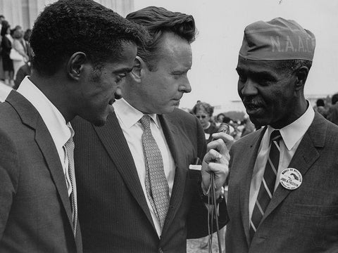 Civil Rights March on Washington-D.C. Sammy Davis-Jr.-actor White Modern Wood Framed Art Print with Double Matting by U.S. Archives