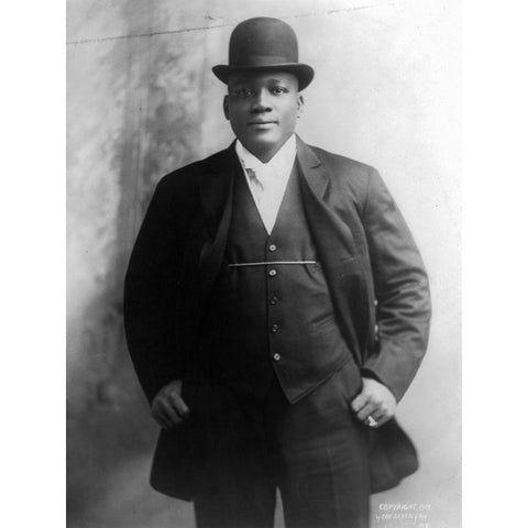 Jack Johnson the first African American world heavyweight champion boxer Black Modern Wood Framed Art Print with Double Matting by U.S. Archives