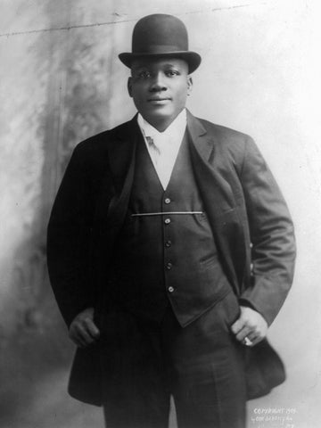 Jack Johnson the first African American world heavyweight champion boxer White Modern Wood Framed Art Print with Double Matting by U.S. Archives