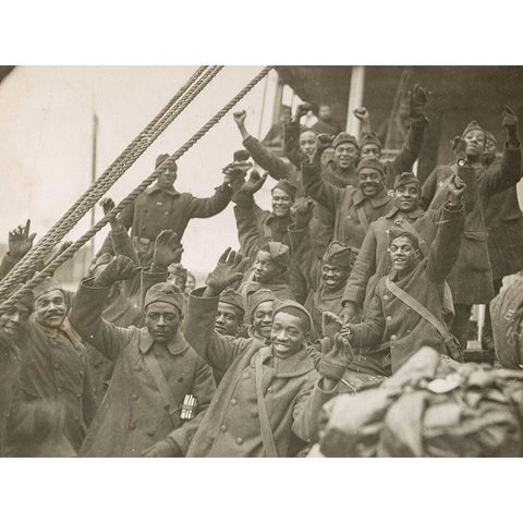 WWI The famous 369th arrive in New York City White Modern Wood Framed Art Print by U.S. Archives