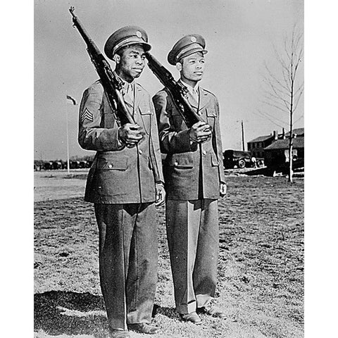 WWII Jackie Wilson (left) and Ray Robinson Gold Ornate Wood Framed Art Print with Double Matting by U.S. Archives