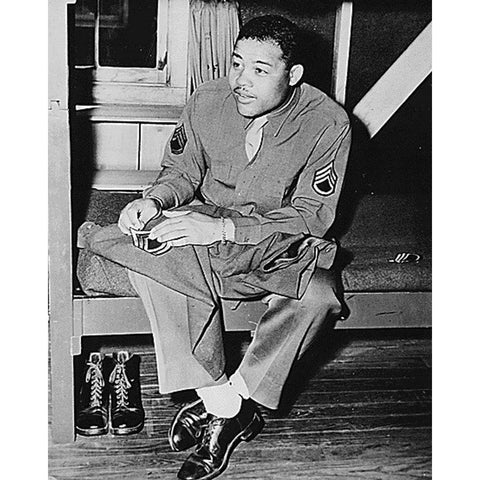 WWII World Heavyweight champ Joe Louis Black Modern Wood Framed Art Print with Double Matting by U.S. Archives