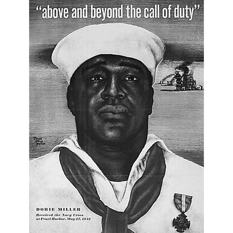 WWII Above and Beyond the Call of Duty Black Modern Wood Framed Art Print with Double Matting by U.S. Archives