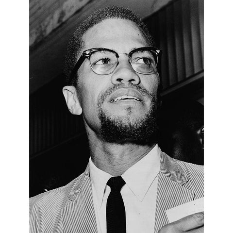 Malcolm X at Queens Court Gold Ornate Wood Framed Art Print with Double Matting by U.S. Archives