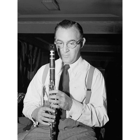 Portrait of Benny Goodman-New York 1946 Black Modern Wood Framed Art Print by Gottlieb, William
