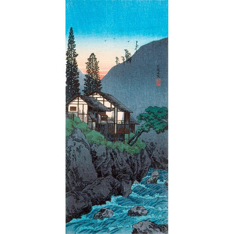 Hakone Black Modern Wood Framed Art Print with Double Matting by Takahashi, Hiroaki