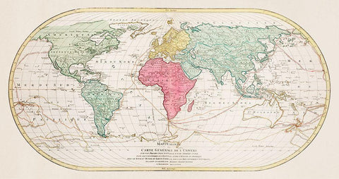 World Map or General Map of the Universe White Modern Wood Framed Art Print with Double Matting by Lotter, Mathieu Albert