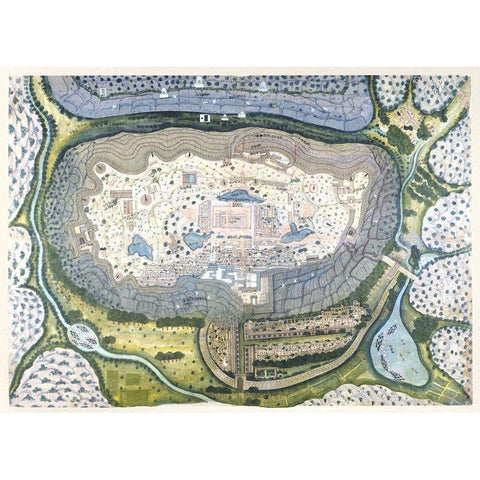 Fortified City of Ranthambhor White Modern Wood Framed Art Print by Generation of Bagta