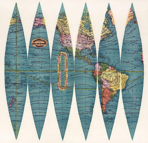 New twelve inch terrestrial globe White Modern Wood Framed Art Print with Double Matting by Rand McNally and Company