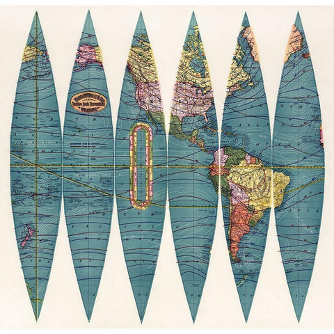 New twelve inch terrestrial globe Black Modern Wood Framed Art Print with Double Matting by Rand McNally and Company