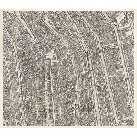 Map of Amsterdam Black Modern Wood Framed Art Print with Double Matting by Florisz, Balthasar