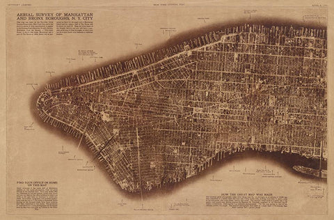 New York City Detail-photographed from two miles up in the air White Modern Wood Framed Art Print with Double Matting by The Lionel Pincus and Princess Firyal Map Division