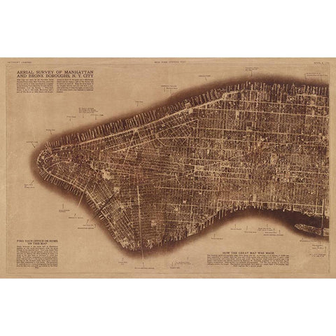 New York City Detail-photographed from two miles up in the air Black Modern Wood Framed Art Print with Double Matting by The Lionel Pincus and Princess Firyal Map Division