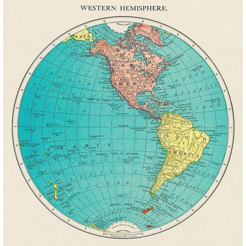 Western Hemisphere-World Atlas Black Modern Wood Framed Art Print with Double Matting by Rand McNally and Company