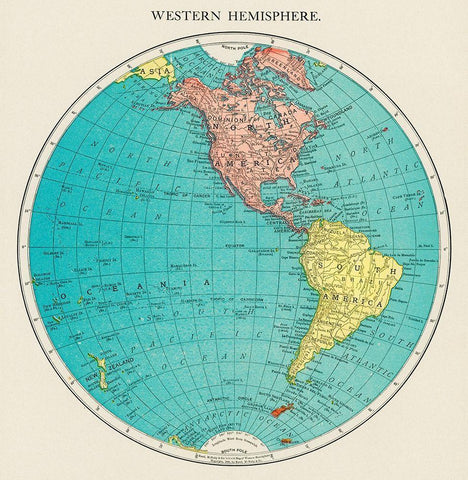 Western Hemisphere-World Atlas White Modern Wood Framed Art Print with Double Matting by Rand McNally and Company