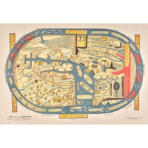 S Beati Liebanensis mappam mundi ad exemplar ecclesiae Snacto Severi 1895 Black Modern Wood Framed Art Print with Double Matting by Maier, Verlag Von Otto