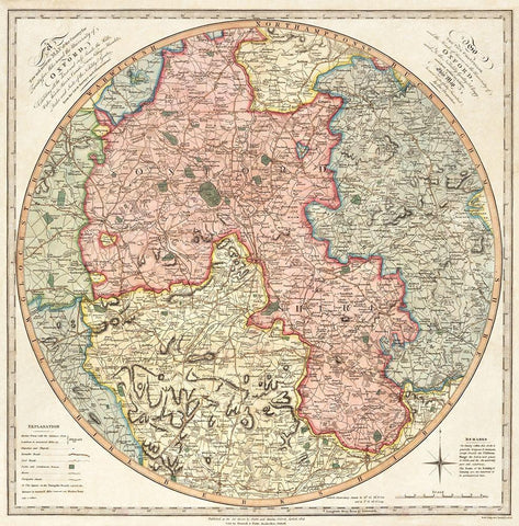 A new and accurate map of the country for twenty five miles round the University of Oxford 1805 White Modern Wood Framed Art Print with Double Matting by G Pawley and Samuel John Neele