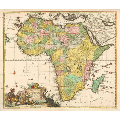 Map of Africa 1690 White Modern Wood Framed Art Print by Allard, Carel