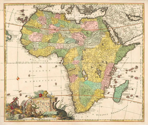 Map of Africa 1690 White Modern Wood Framed Art Print with Double Matting by Allard, Carel