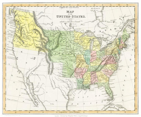 A Moral and Political Sketch of the United States of North America 1833 White Modern Wood Framed Art Print with Double Matting by Charles Louis Napoleon Achille Murat