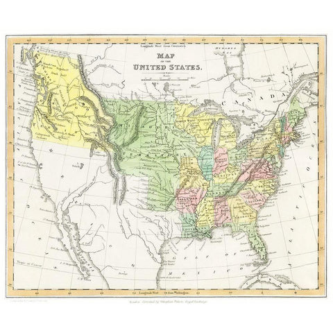 A Moral and Political Sketch of the United States of North America 1833 White Modern Wood Framed Art Print by Charles Louis Napoleon Achille Murat