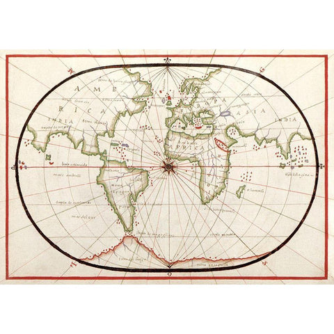 Portolan atlas of the Mediterranean Sea-Western Europe-and the Northwest Coast of Africa 1590 Gold Ornate Wood Framed Art Print with Double Matting by Olivia, Joan