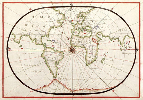 Portolan atlas of the Mediterranean Sea-Western Europe-and the Northwest Coast of Africa 1590 White Modern Wood Framed Art Print with Double Matting by Olivia, Joan