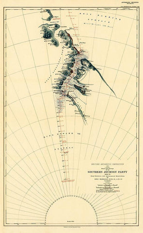 Route and Surveys of the Southern Journey Party-1909 White Modern Wood Framed Art Print with Double Matting by Royal Geographic Society England
