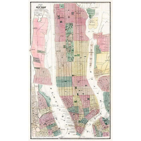 Map of New York and Vicinity 1869 Black Modern Wood Framed Art Print by Dripps, Matthew