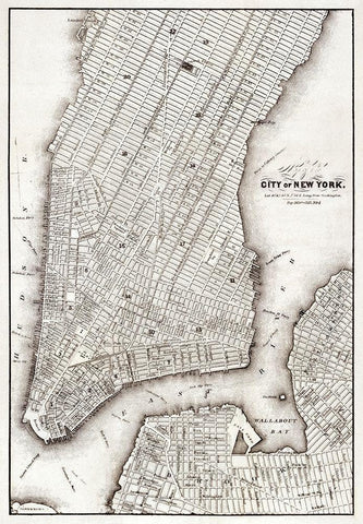 Map of the city of New York-1850 White Modern Wood Framed Art Print with Double Matting by Library of Congress Geography and Map Division Washington