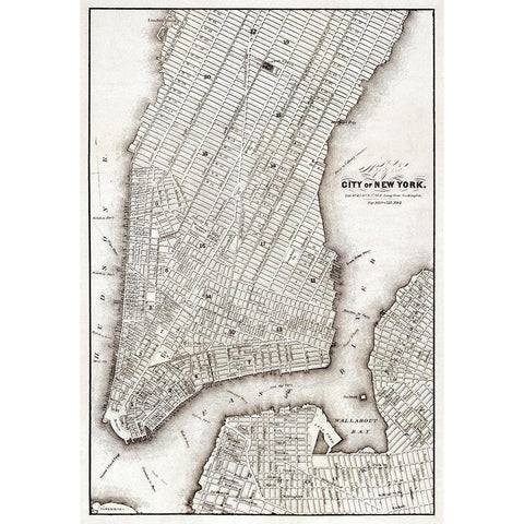 Map of the city of New York-1850 Black Modern Wood Framed Art Print with Double Matting by Library of Congress Geography and Map Division Washington