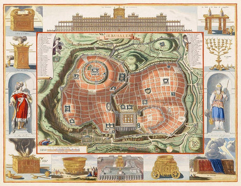 View of Jerusalems Temple Mount from the East White Modern Wood Framed Art Print with Double Matting by The Rijksmuseum