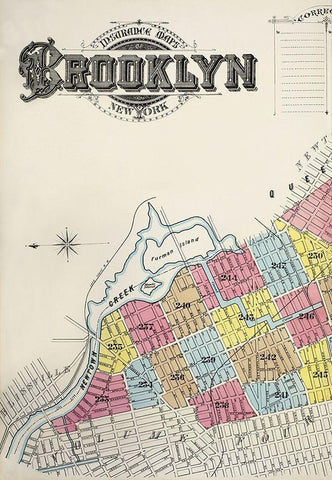 Sanborn Fire Insurance Map from Brooklyn-Kings County-New York 1888 White Modern Wood Framed Art Print with Double Matting by Sanborn Map Company