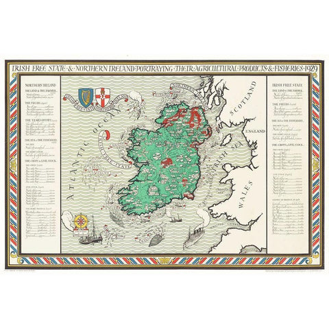Irish Free State and Northern Ireland 1929 Black Modern Wood Framed Art Print with Double Matting by Gil, MacDonald
