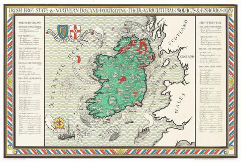 Irish Free State and Northern Ireland 1929 White Modern Wood Framed Art Print with Double Matting by Gil, MacDonald