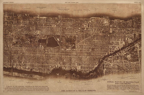 New York City Detail-photographed from two miles up in the air 1922 White Modern Wood Framed Art Print with Double Matting by The Lionel Pincus and Princess Firyal Map Division