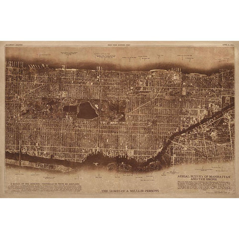 New York City Detail-photographed from two miles up in the air 1922 White Modern Wood Framed Art Print by The Lionel Pincus and Princess Firyal Map Division