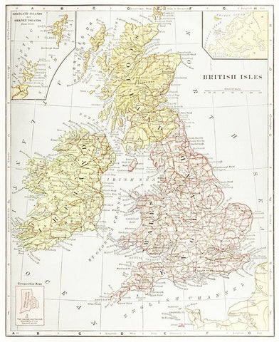 Geography of the British Isles 1886 White Modern Wood Framed Art Print with Double Matting by Davidson, Thomas McLaren