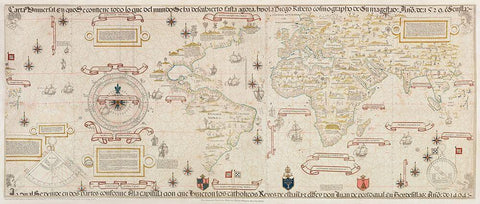 World Map 1900 White Modern Wood Framed Art Print with Double Matting by Ribeiro, Diogo