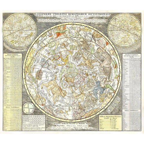 Star map of the northern starry sky Gold Ornate Wood Framed Art Print with Double Matting by Allard, Carel