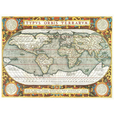 Typus orbis terrarum 1587 White Modern Wood Framed Art Print by Ortelius, Abraham