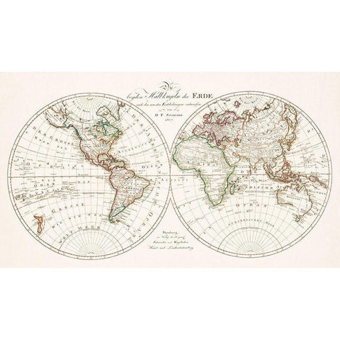 The two hemispheres of the earth 1807 Black Modern Wood Framed Art Print with Double Matting by Schneider und Weigelsehen