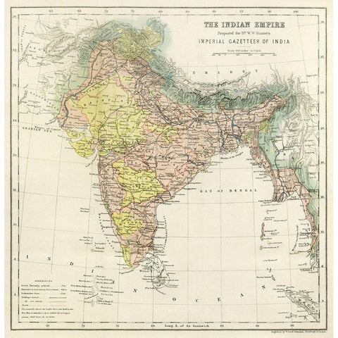 Second Edition of The Imperial Gazetteer of India 1885 White Modern Wood Framed Art Print by Hunter, William Wilson