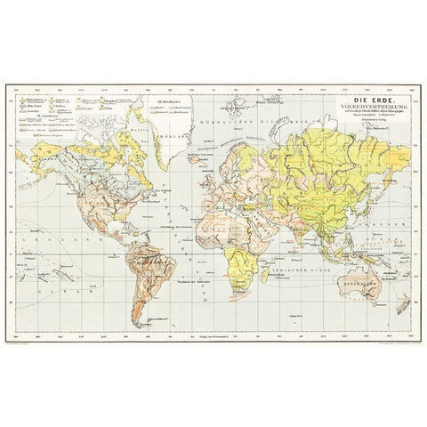The Earth a general geography and area 1896 Black Modern Wood Framed Art Print by Heiderich, Franz